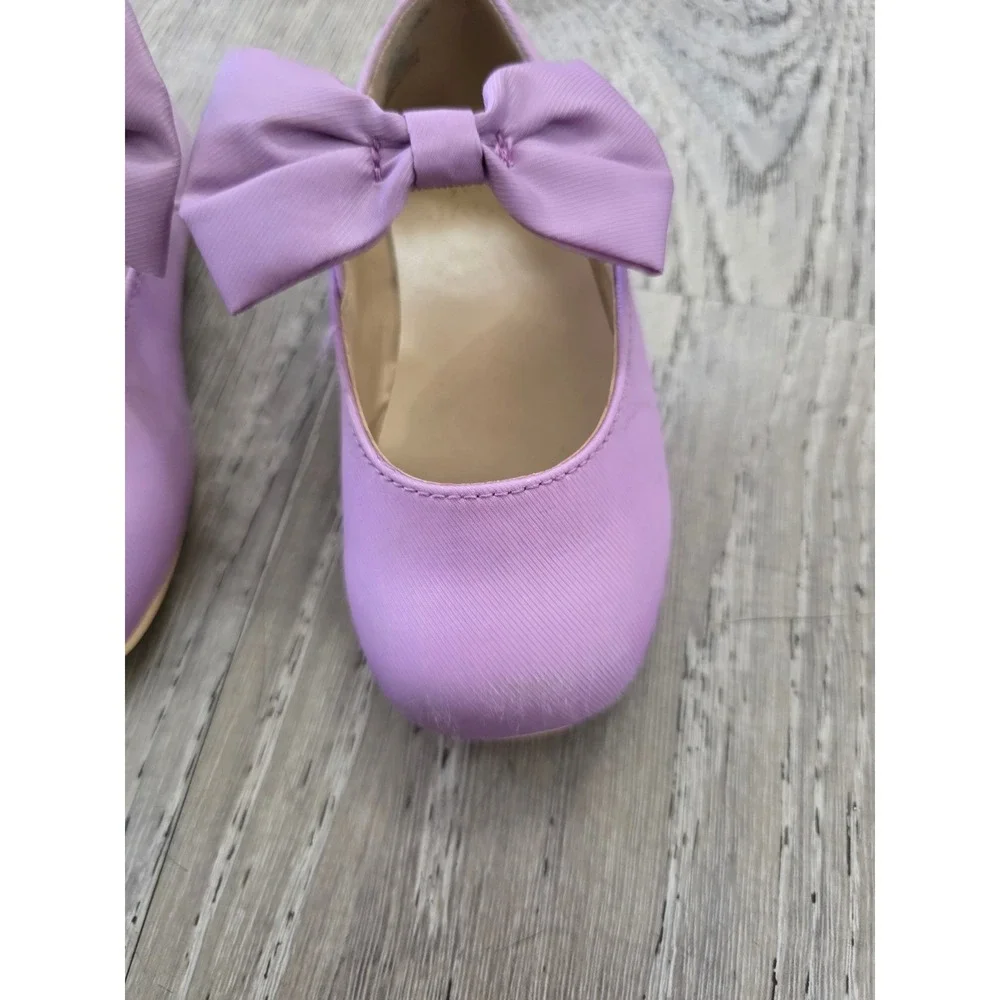 Janie and Jack Girls Lavender Purple Bow Mary Jane Dress Shoes Flats Baby Sz 5us